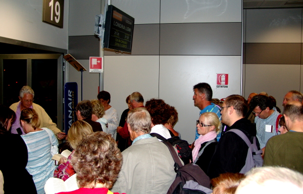 boarding an easyJet flight at Palermo Airport
