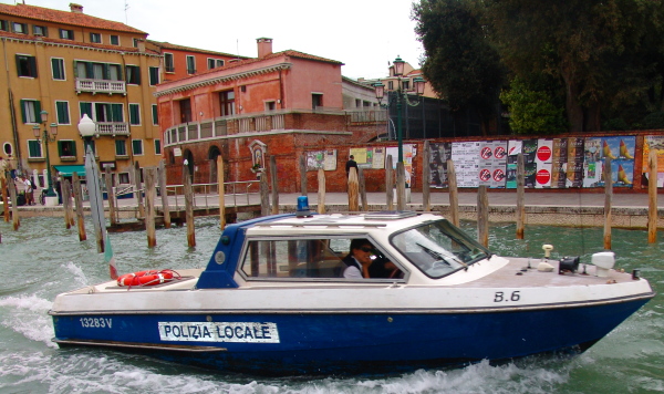 Venice police in a boat