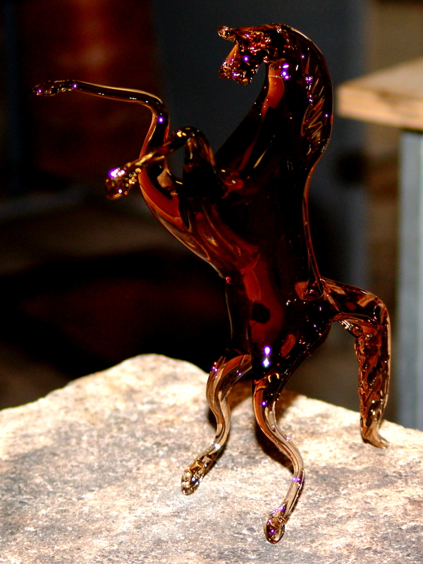 newly completed glass horse in Murano