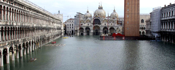a flooded Venice's St Mark's Square